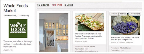 Whole Foods Pinterest Page