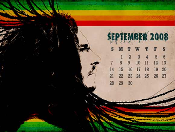 Create a Calendar Wallpaper in Grunge Rasta Design