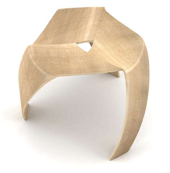 Wood chair with three legs