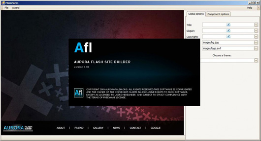 screen splash of aurora flash builder desktop application