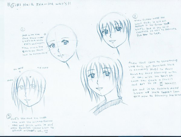 Girls Hair Examples by demonsamurai13. 35 Tutorials About How to Draw Anime