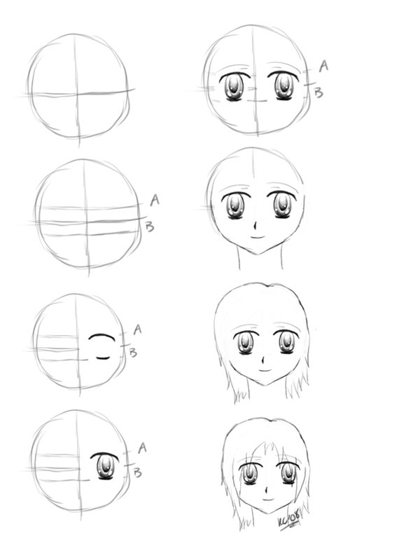 35 Tutorials About How to Draw Anime. How to Draw Face Side Views by Wavikz