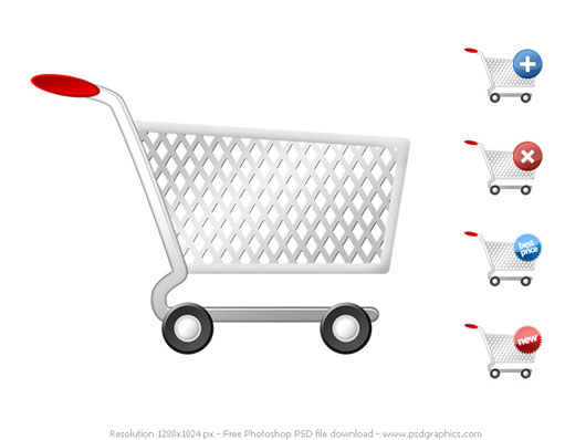 shopping cart icon. Useful PSD shopping cart icons